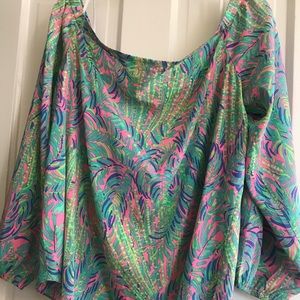 Lilly Pulitzer Off The Shoulder Silk Top